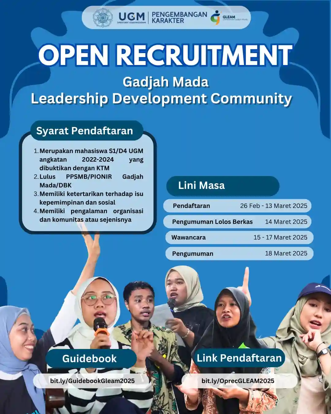 Poster Pendaftaran Gadjah Mada Leadership Community (GLEAM)