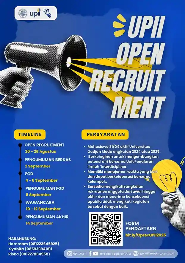 Poster Pendaftaran Unit Penalaran Ilmiah "Interdisipliner" - Universitas Gadjah Mada